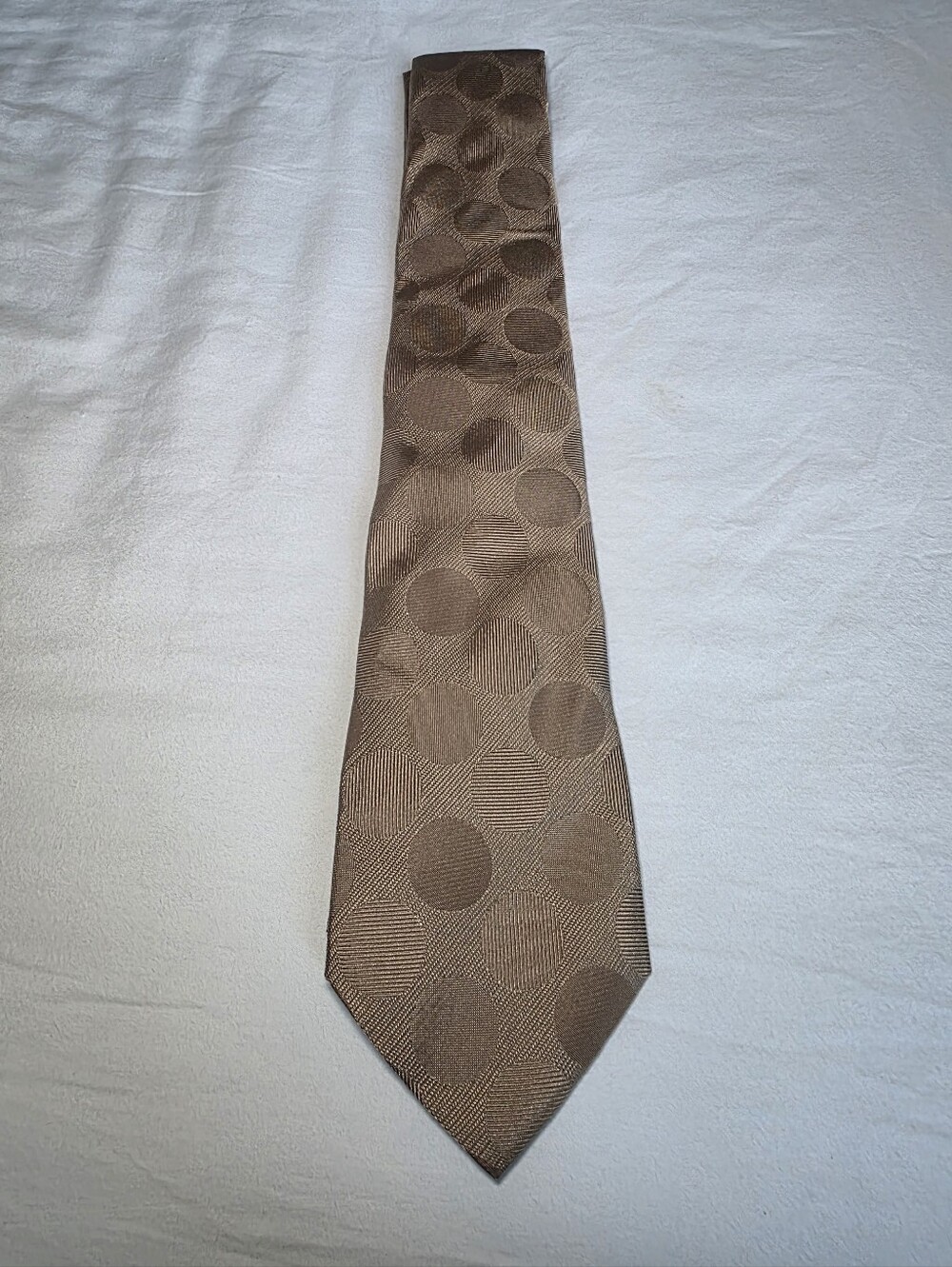 Dolce & Gabbanna Men's Silk Tan And Brown Polka Dot Pattern Tie